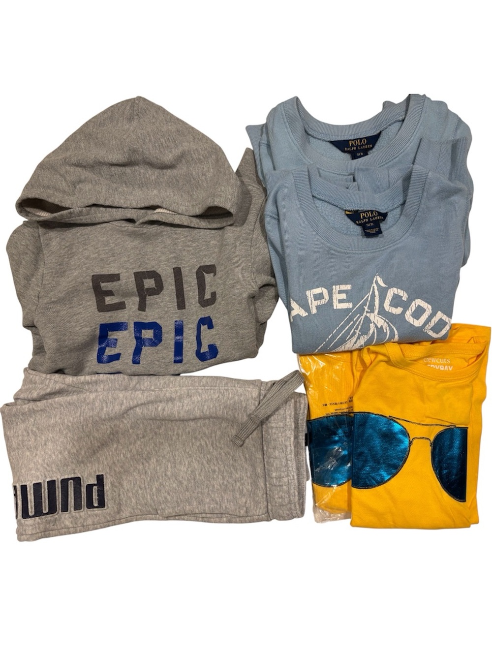 Ralph Lauren, JCrew, PUMA: boy size 6-7